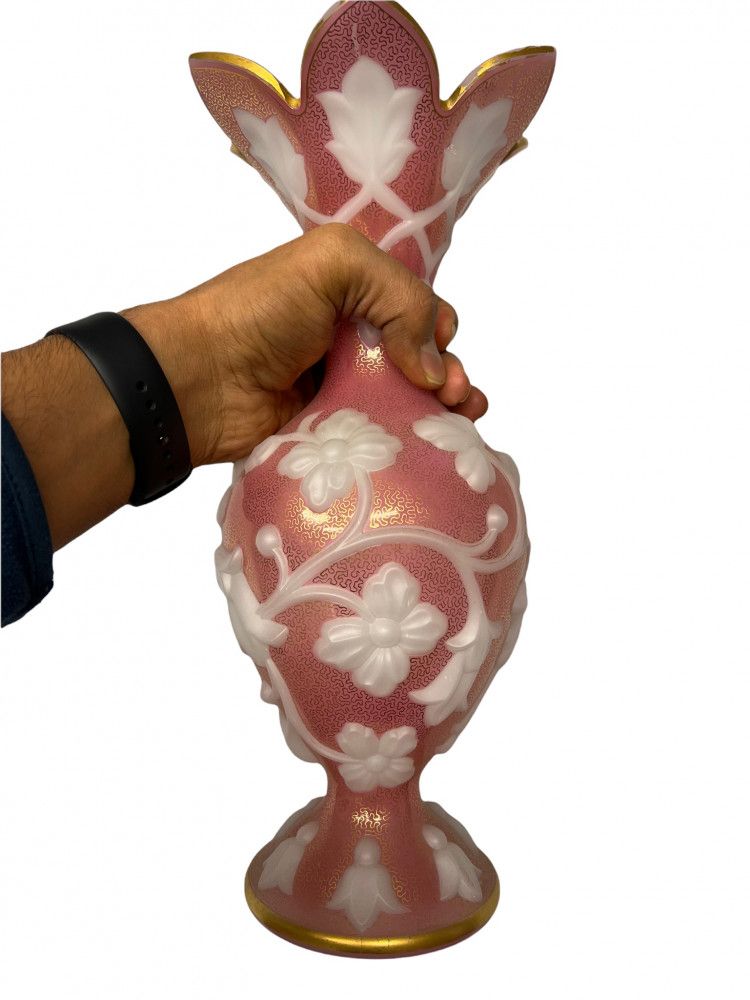 Antique Bohemian Glass Overlay Vase