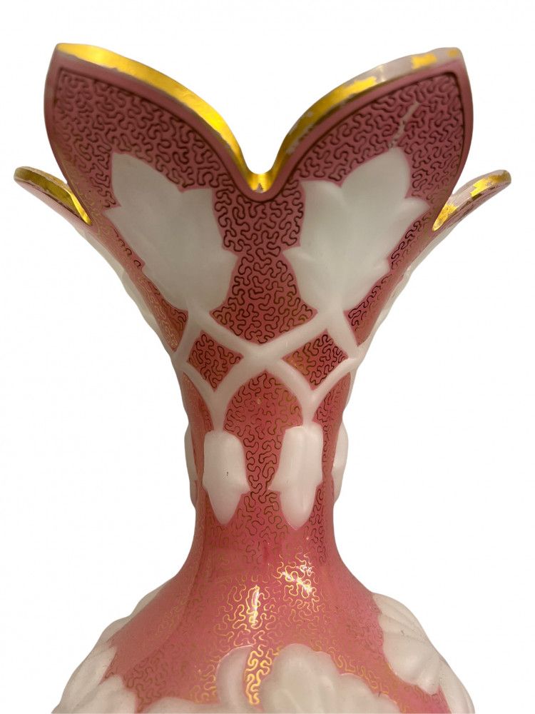 Antique Bohemian Glass Overlay Vase
