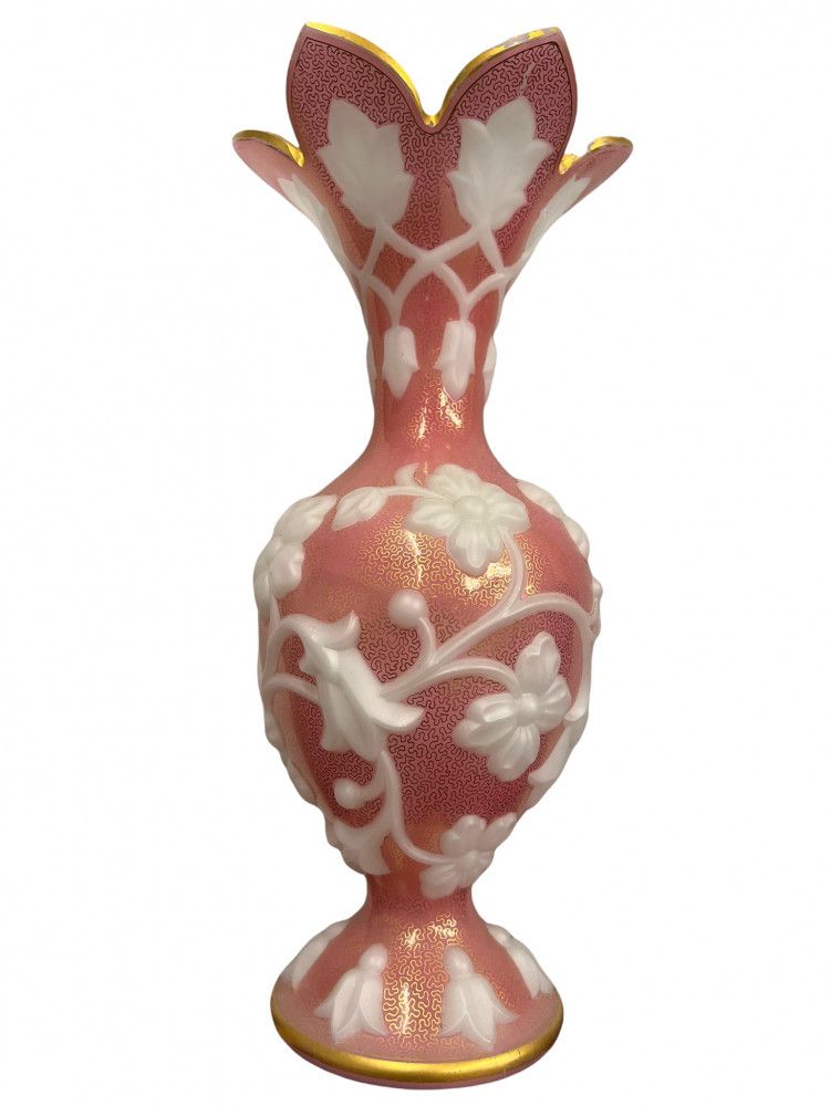 Antique Bohemian Glass Overlay Vase