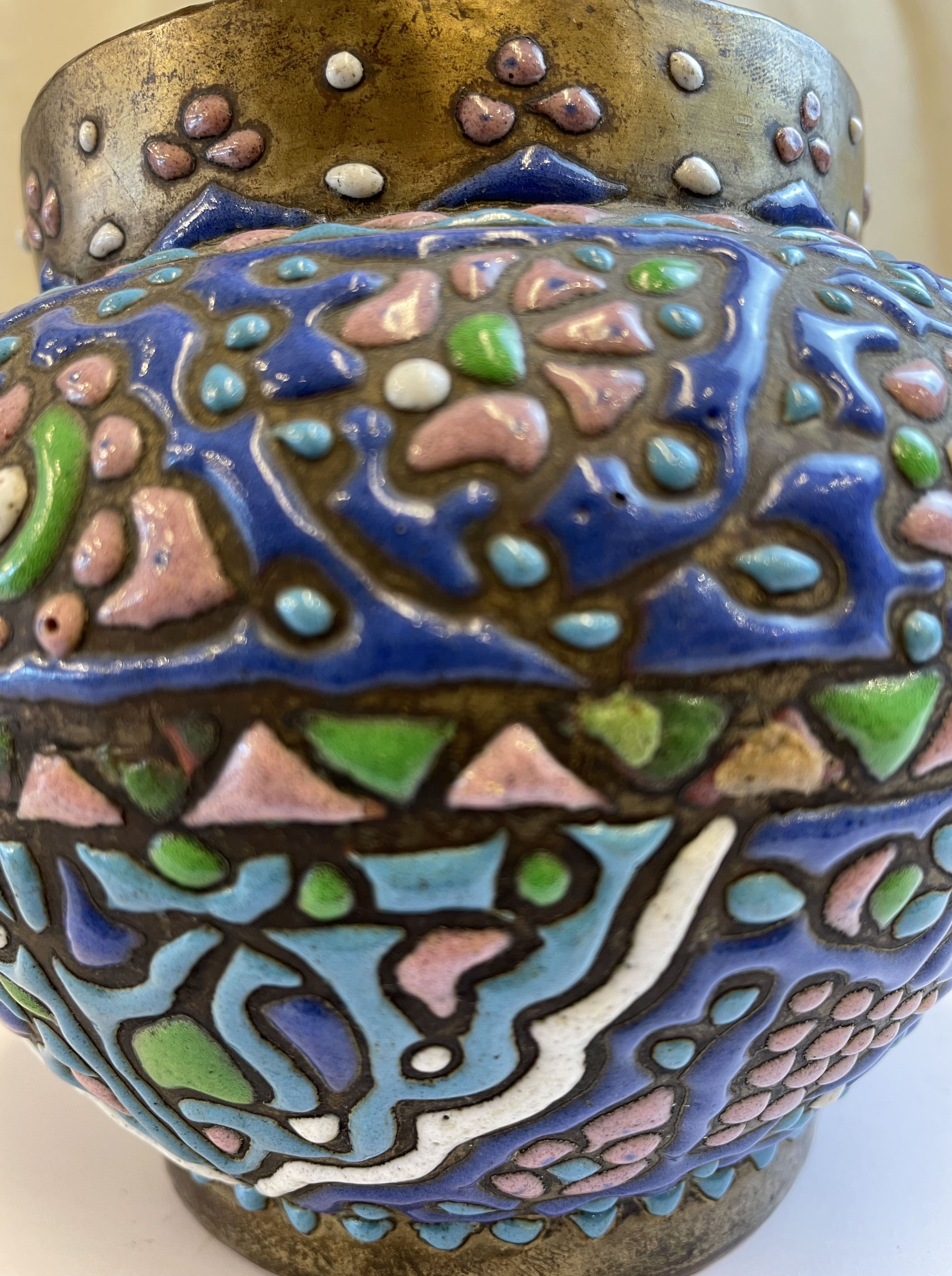 Antique Damascene Enamel Bowl