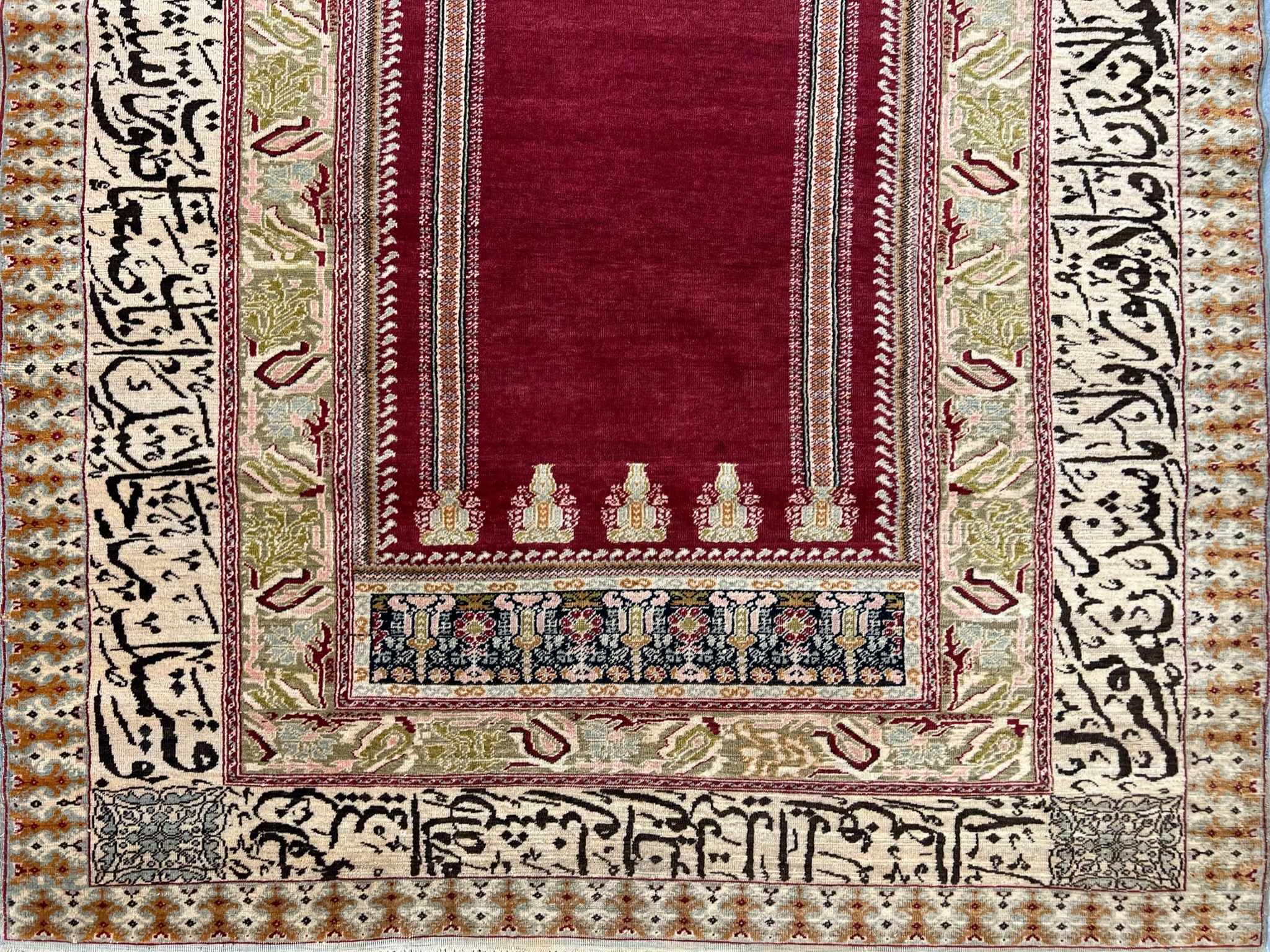 Antique Turkish Pendrma Rug