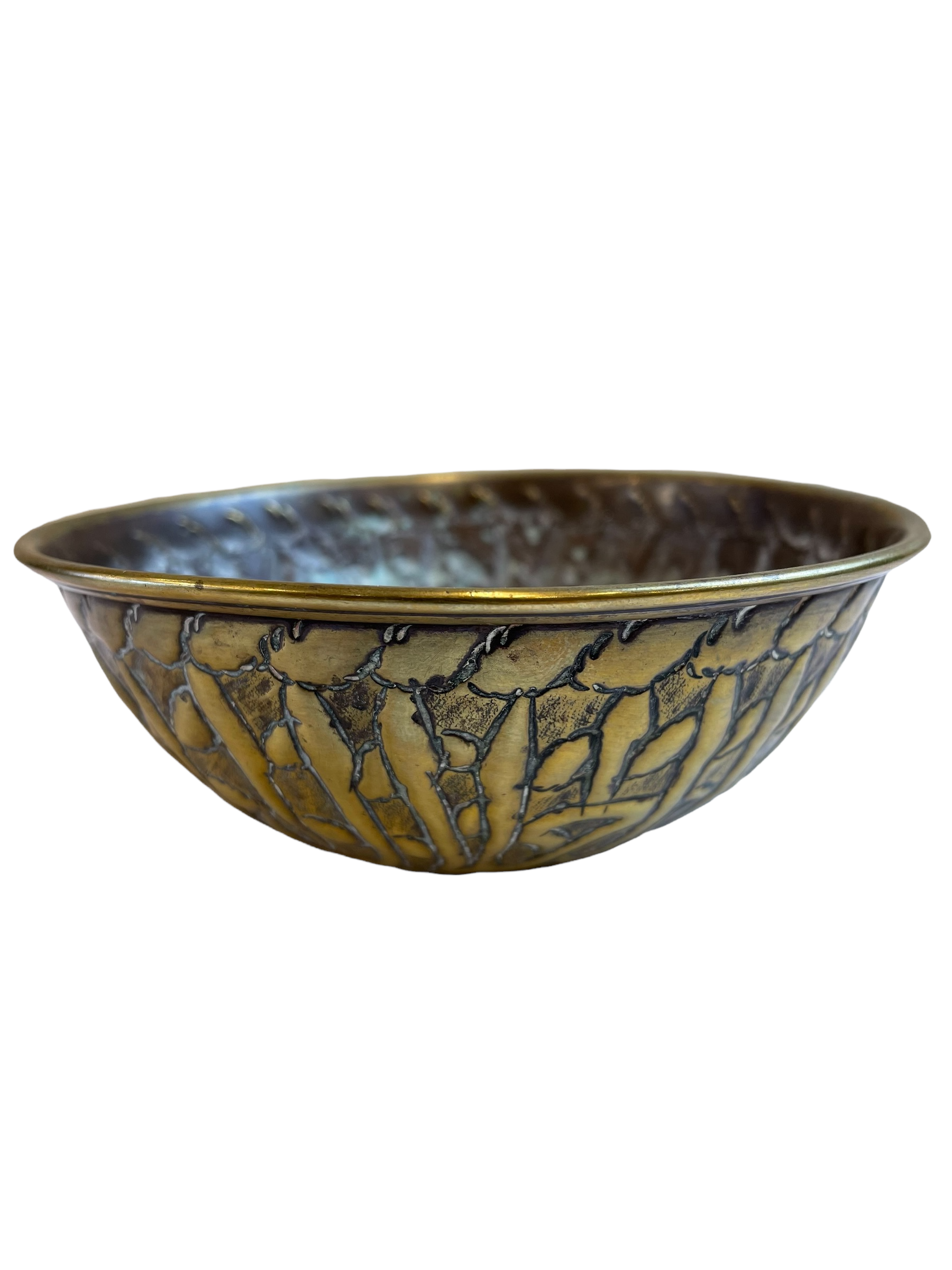 Antique Damascene Copper Bowl