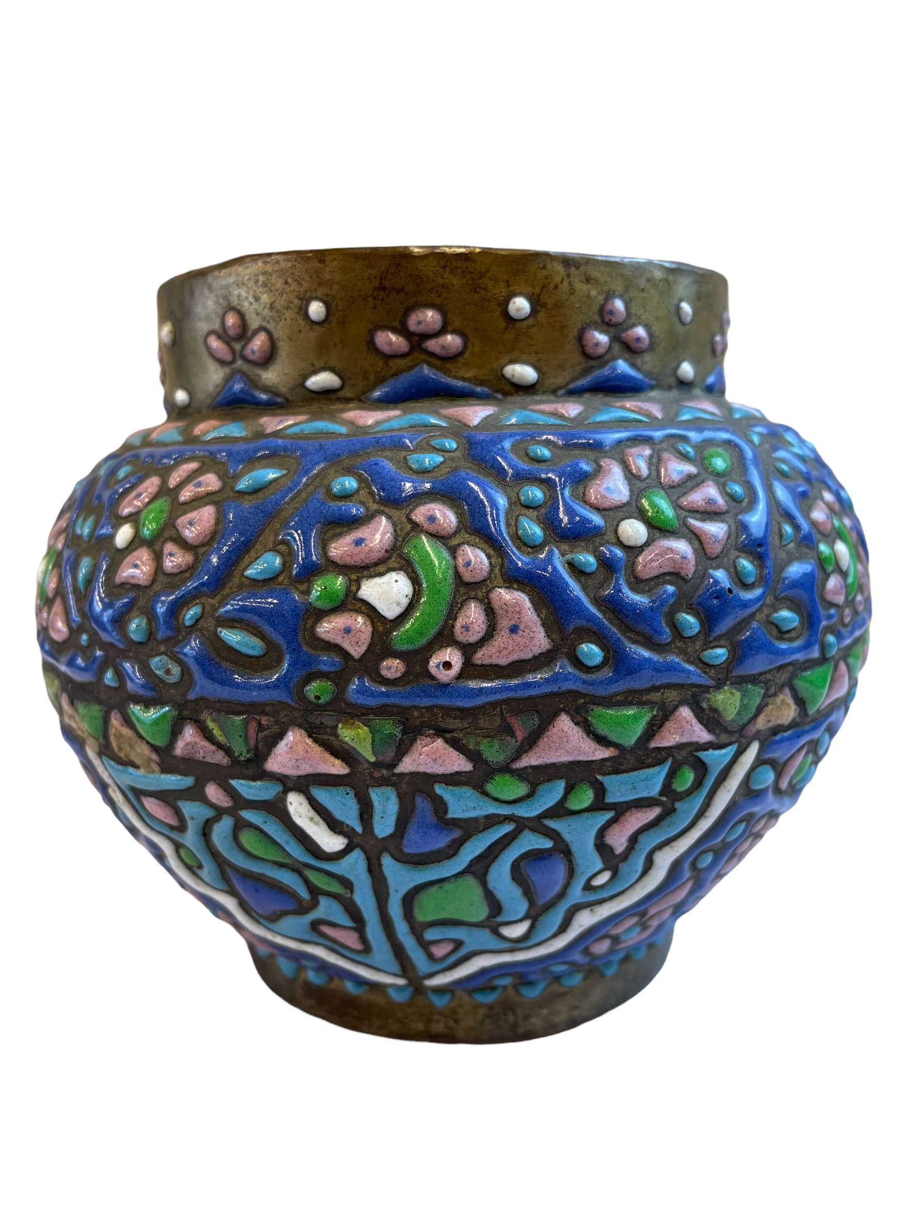 Antique Damascene Enamel Bowl