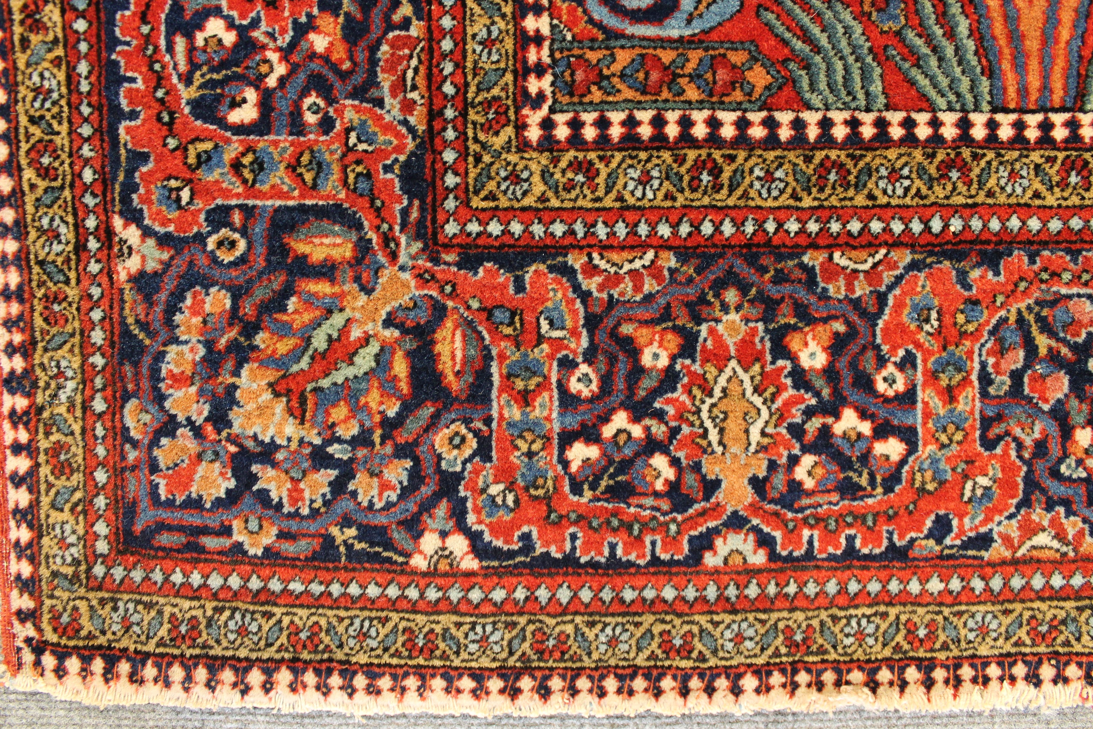 Antique Kurk Kashan rug