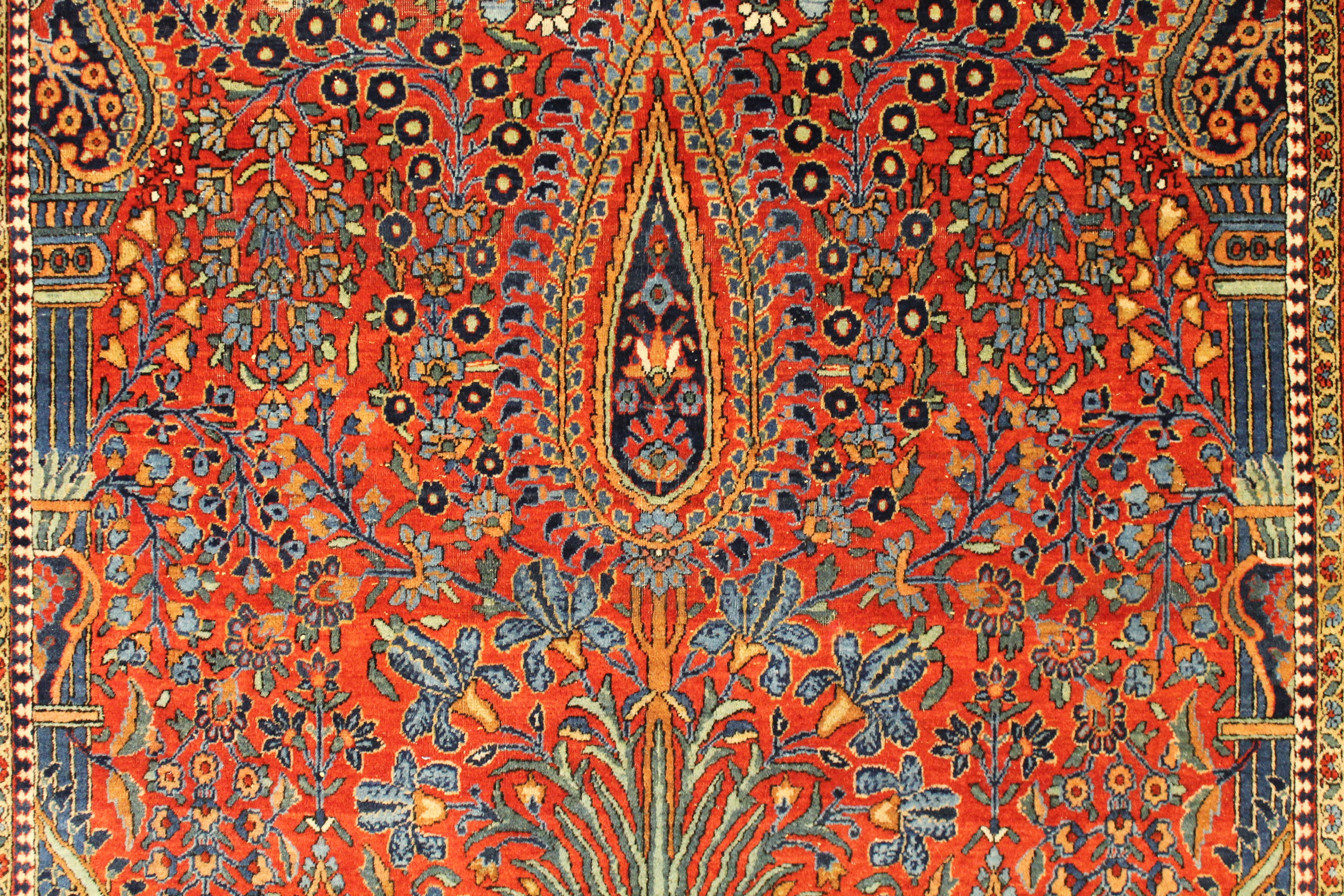 Antique Kurk Kashan rug