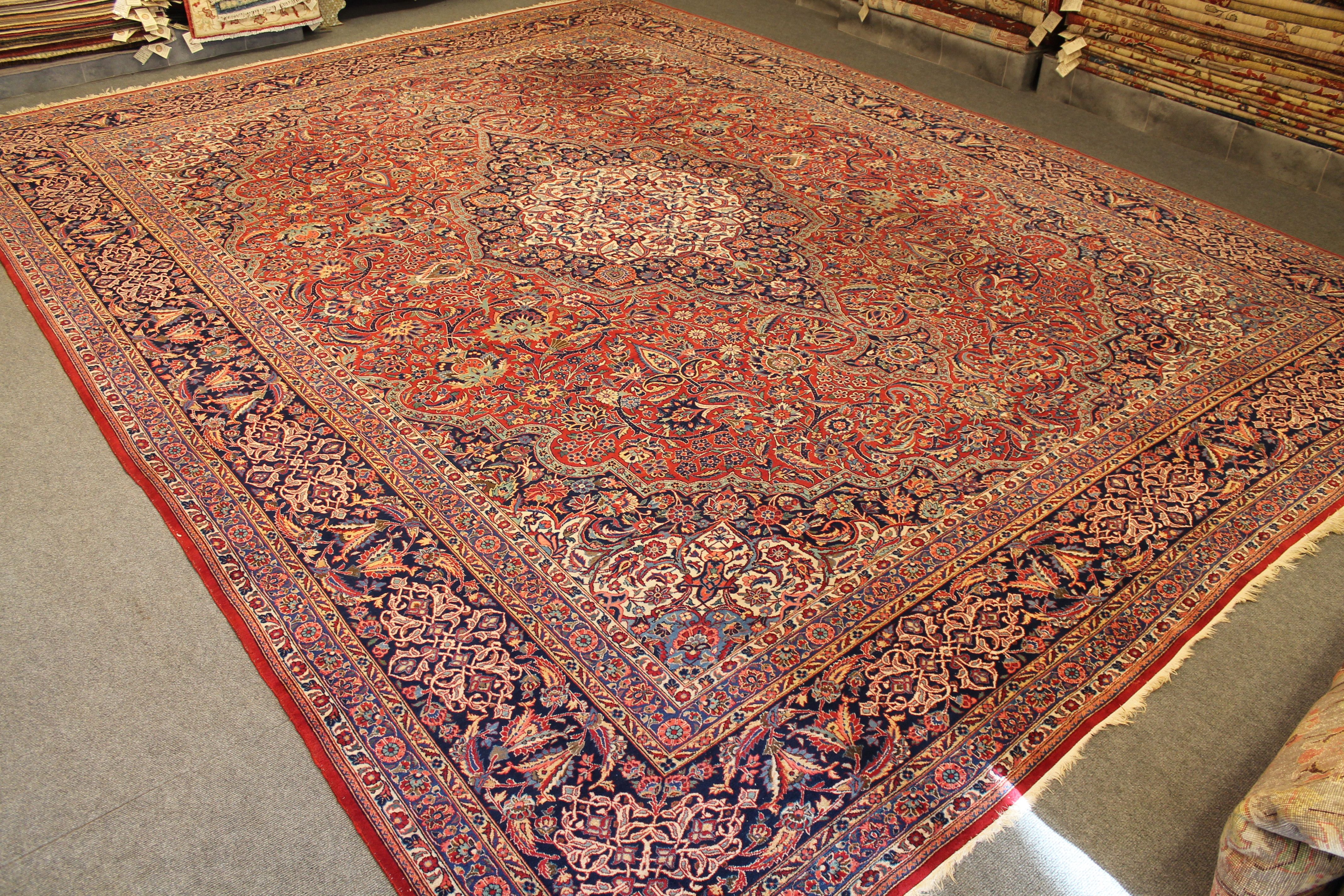 Antique Kurk Kashan carpet