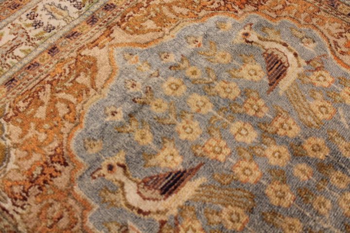 Old Turkish silk Qaisari rug
