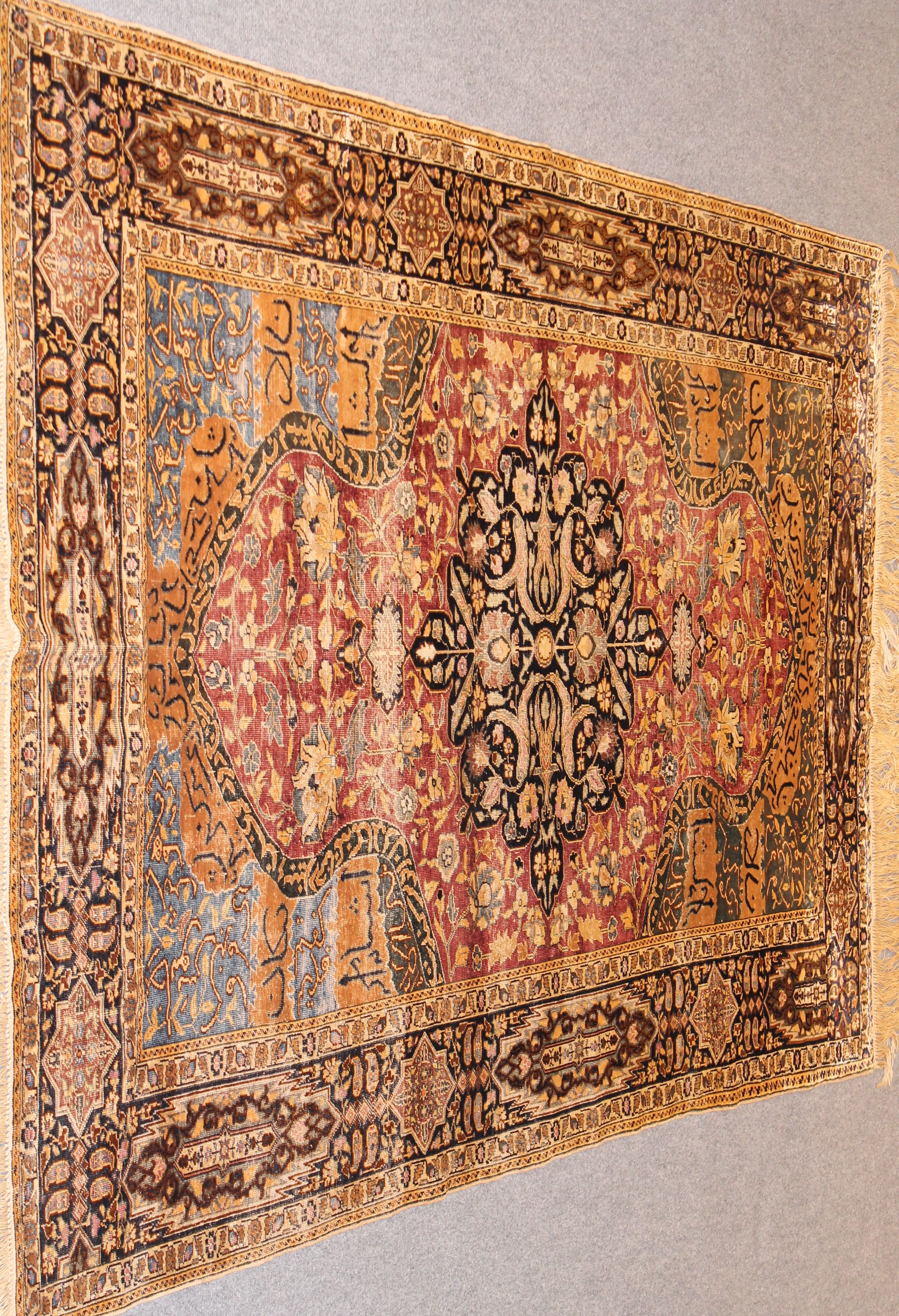Antique silk Turkish rug