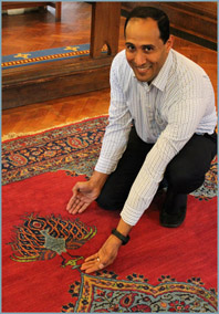 Anas with the Peacock Carpet at St Christopher's Church (for web).jpg