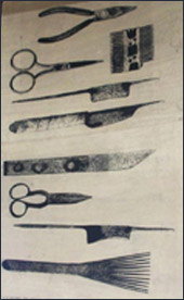 Oriental Rug-weaving tools at The Oriental Rug Gallery Ltd, Wey Hill, Haslemere, Surrey.jpg