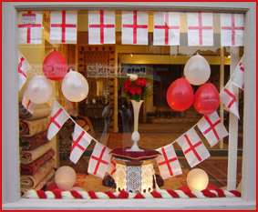 St George's Day window display at The Oriental Rug Gallery Ltd 2009.jpg